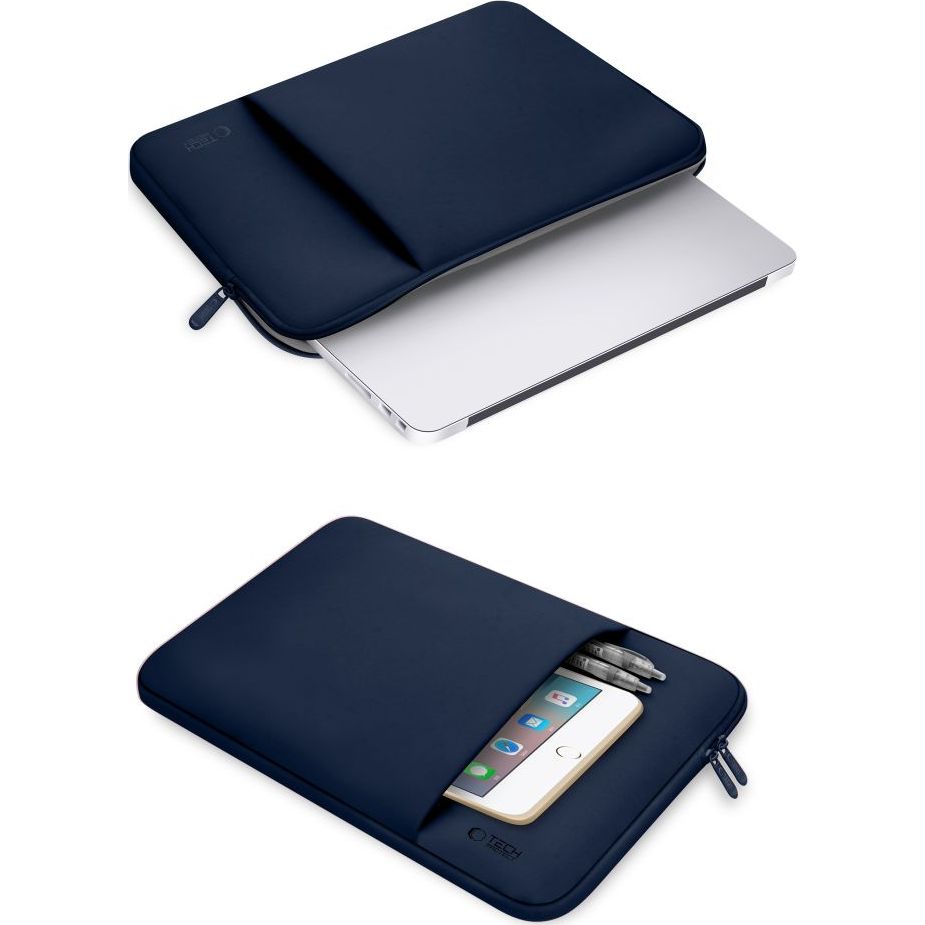Etui Tech-Protect Neopren do laptopów 15 cali / 16 cali, granatowe.